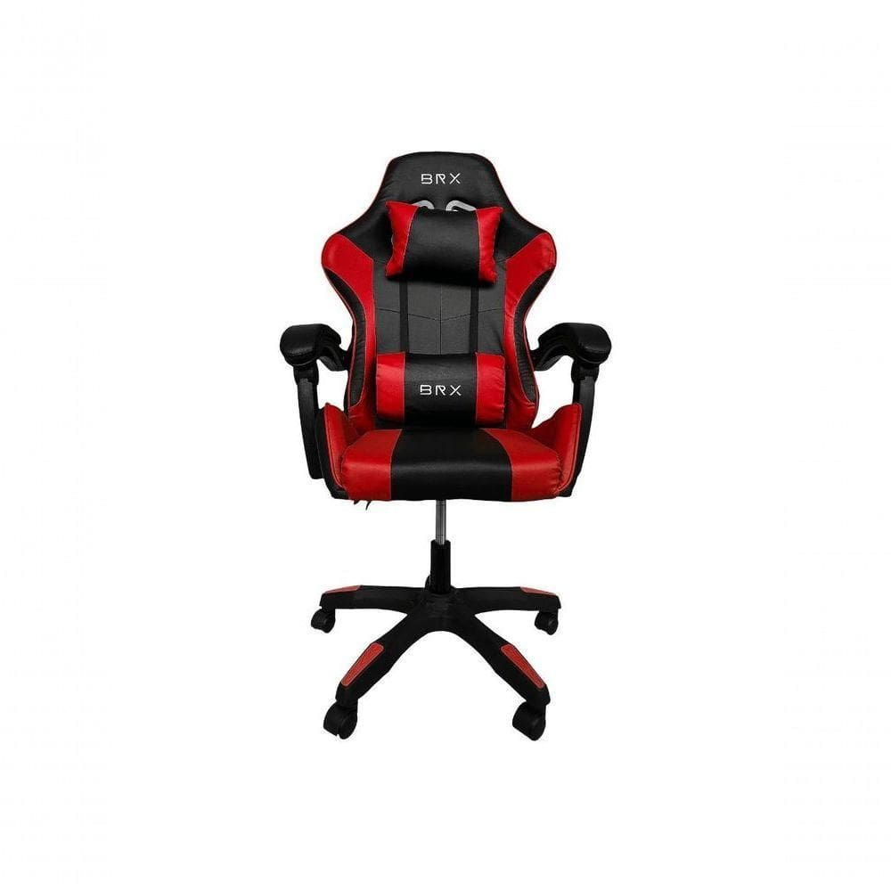 Cadeira Gamer Impact Red em Tecido com Encosto Reclinável, Apoio de Braços Ajustável e Almofadas