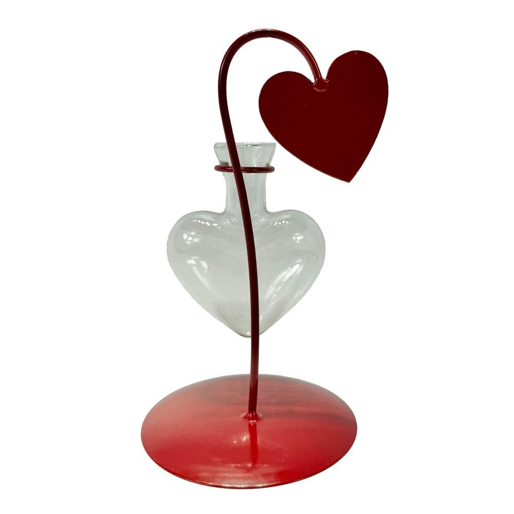 Vaso Solitario Vidro Coraçao Love Namorados Vermelho 10X10X1