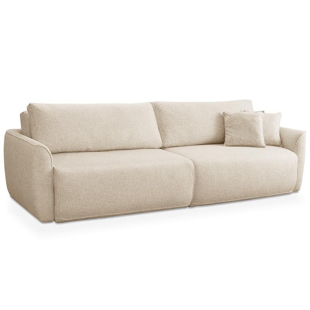 Sofá Cama Retrátil 3 Lugares Para Sala De Estar 250cm Malva F04 Linho Bege - Lyam Decor