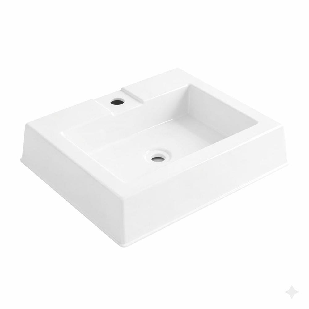 Cuba Banheiro Apoio Quadrada Plástico Branca 46cm Lavabo Sobrepor