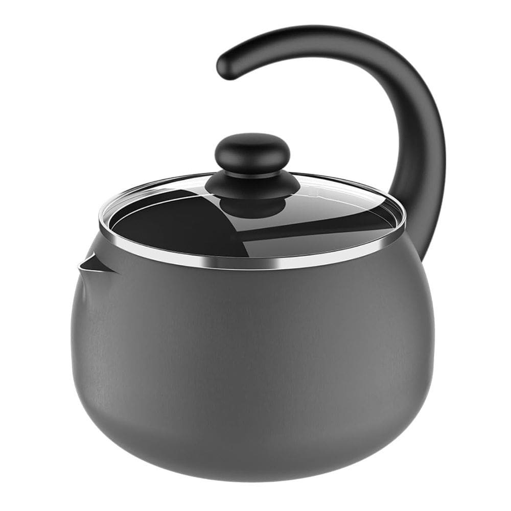 Chaleira de Alumínio C/Revestimento Antiaderente Alça Plástica e Tampa de Vidro Especiarias Grafite 2 Litros Brinox