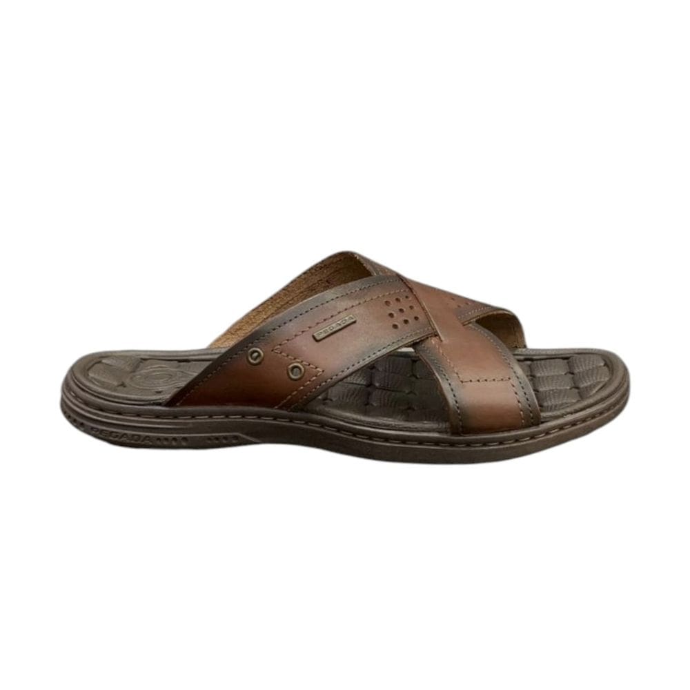 Chinelo Masculino Pegada Em Couro Tiras Cruzadas 131222