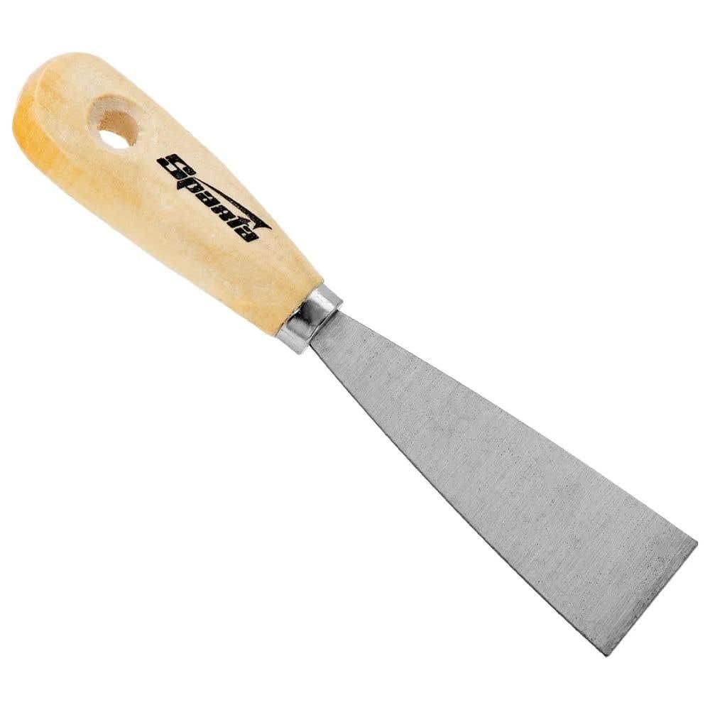 Espatula Inox Lisa 4cm com  Cabo de Madeira SPARTA