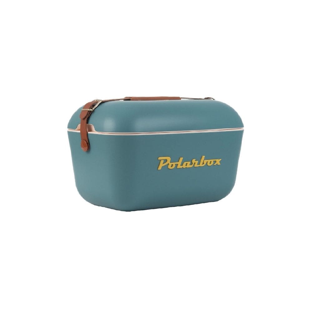 Bolsa Térmica Cooler Retrô Com Alça Em Couro 20 Litros  - Azul Esverdeado