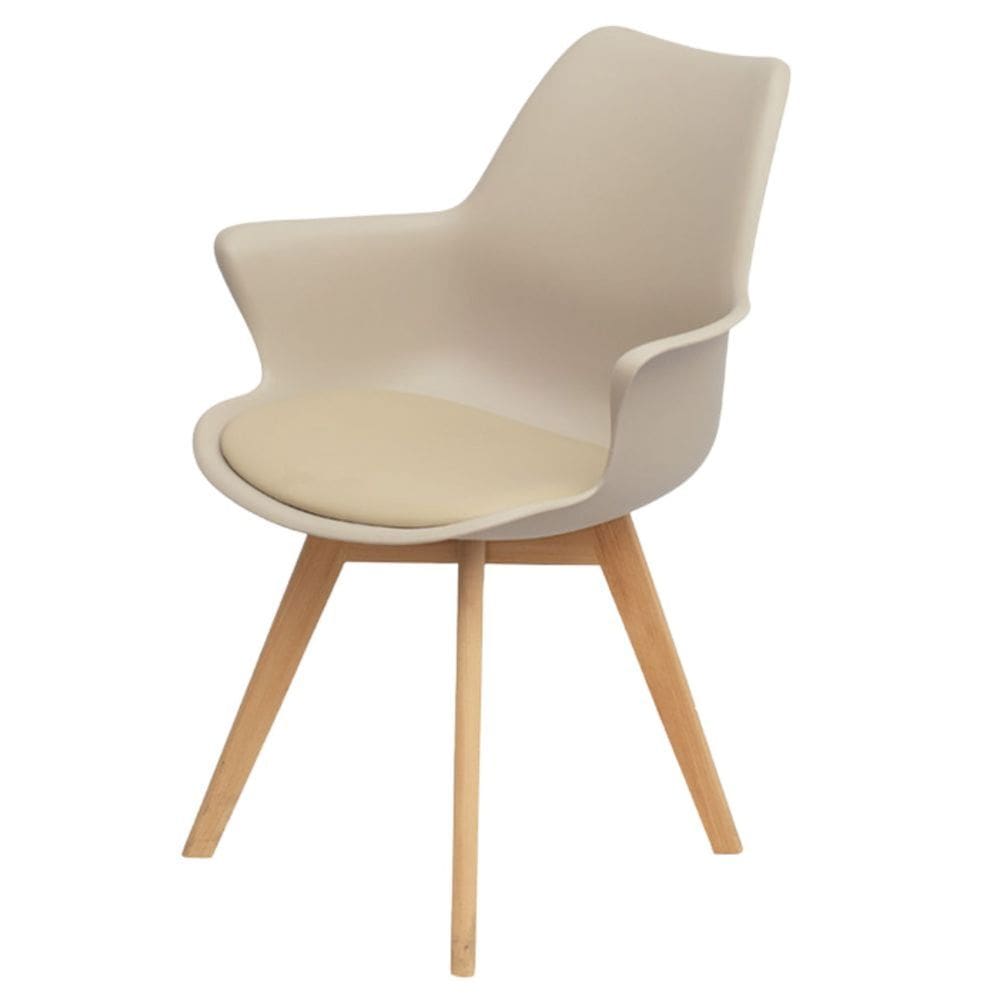 Cadeira com Braços Joly Wood Or Design Assento Em Polipropileno Fendi Base Madeira