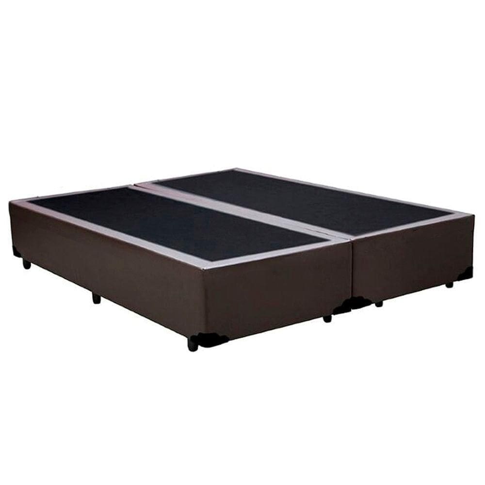 Cama Box King Bipartido Sintético Mega Cama Marrom 192x203x42cm