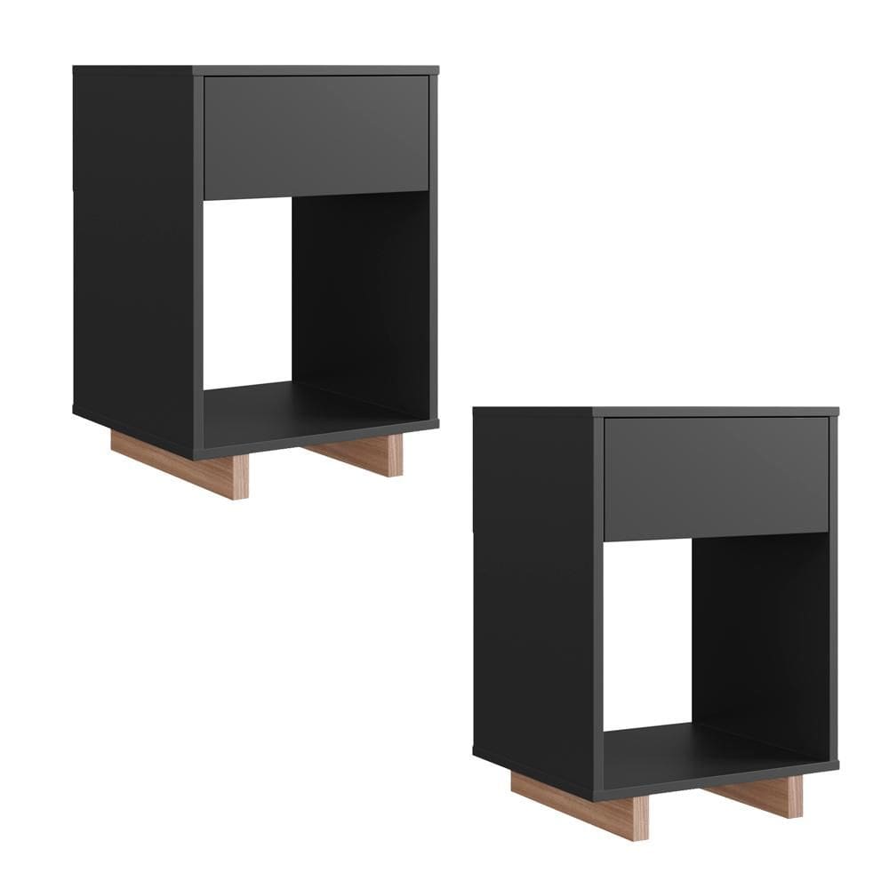 Kit 02 Mesa De Cabeceira 1 Gaveta 36 cm B88 NOVAM
