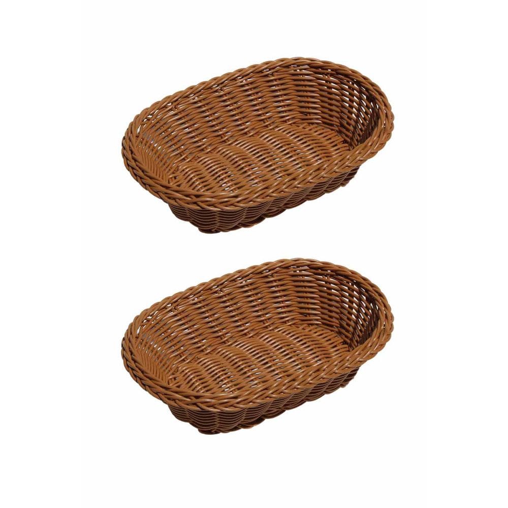Kit 2 Cesta Oval Rattan Lyor Bandeja de Plástico com 24cm