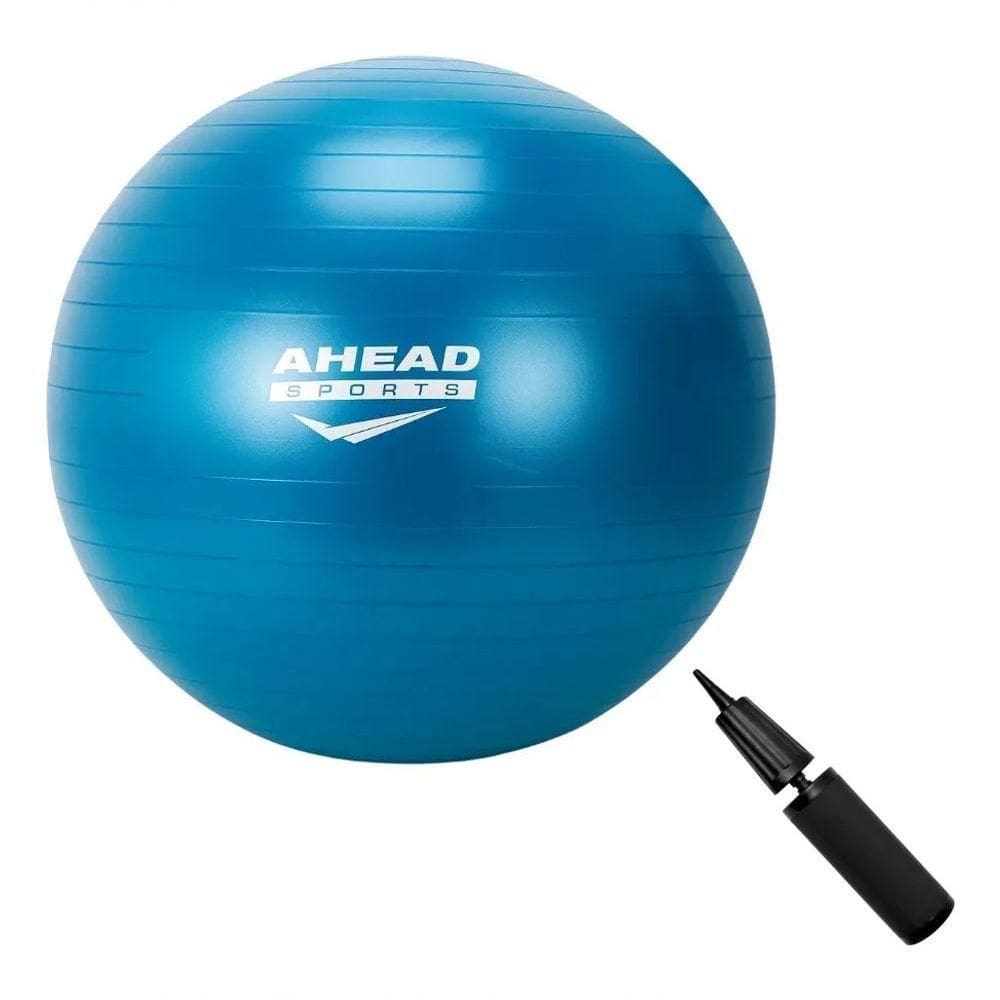 Bola Pilates 65cm - Abdominal Gym Ball Ahead Sports Com Inflador Cor Azul