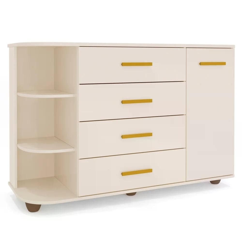Cômoda Infantil com Cantoneira e 4 Gavetas 100% Mdf New Lorena Off White - Phoenix