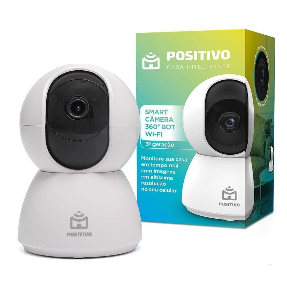 Smart Câmera 360° Bot Wi-fi 3ª Geração - Positivo Casa Inteligente - 2k 4mp - Visão Noturna 10m - áudio Bidirecional