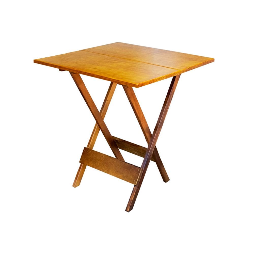 Mesa para Bar e Café Dobrável de Madeira 60x60 Sacada Pequena Apartamento Jardim e Lazer - Natural