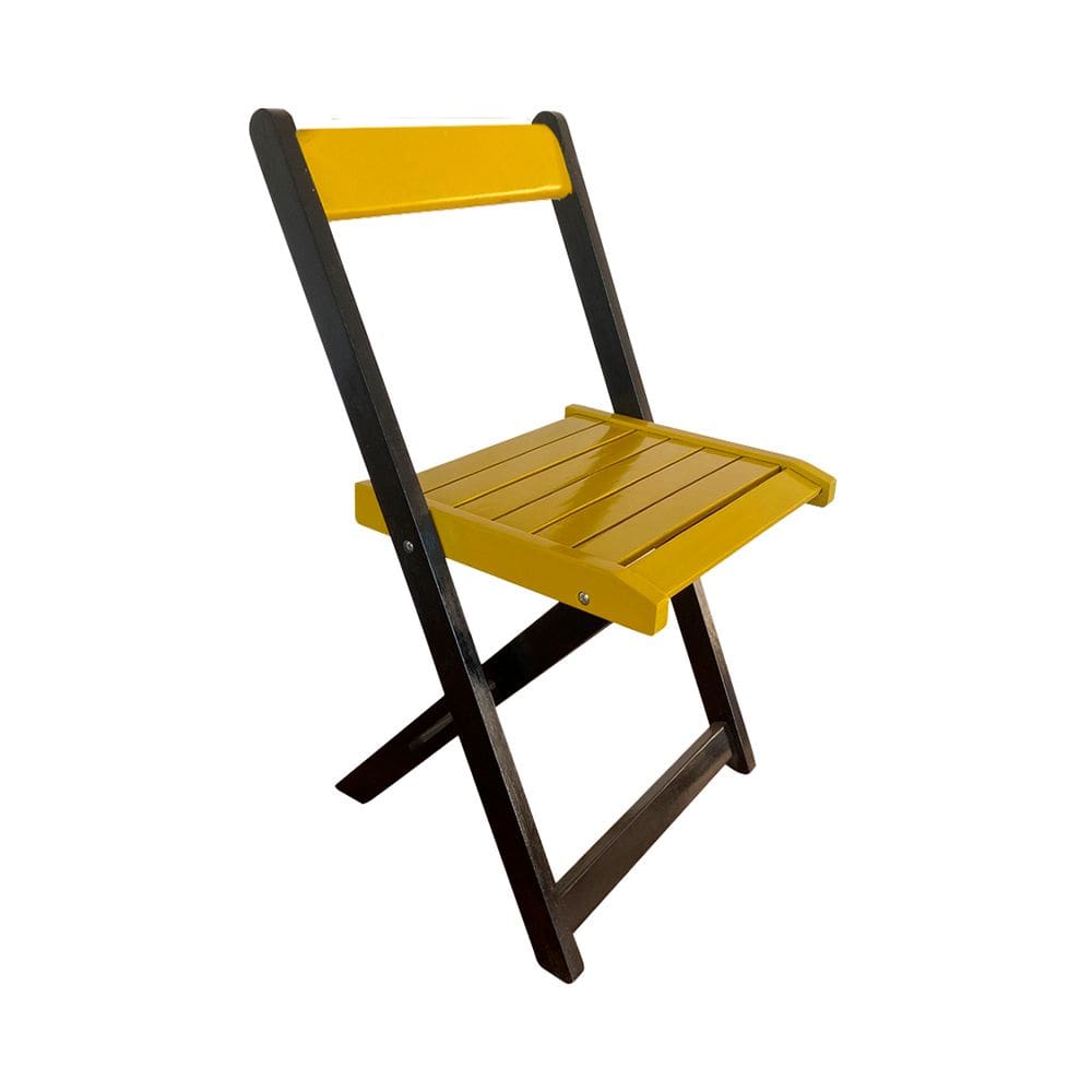 Cadeira de Madeira Dobrável para Bar Restaurante Área Gourmet Design Moderno Prática Chic - Amarelo