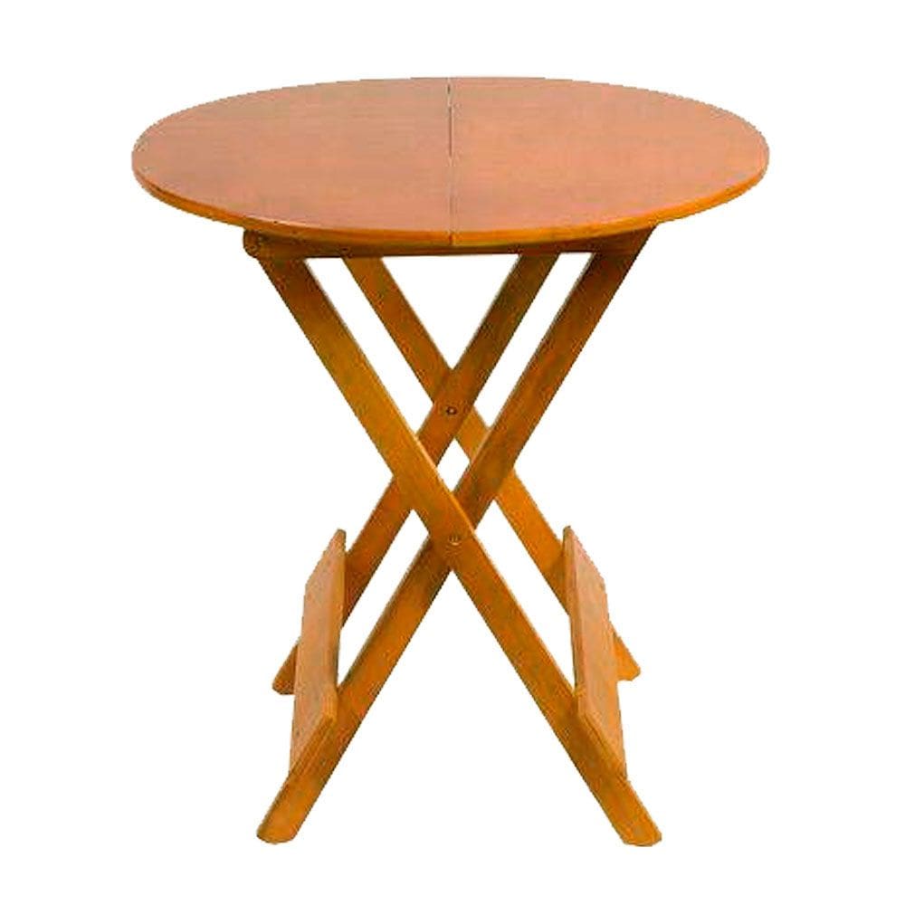Mesa para Bar e Café Dobrável de Madeira 60 Redonda Sacada Pequena Apartamento e Varanda - Natural