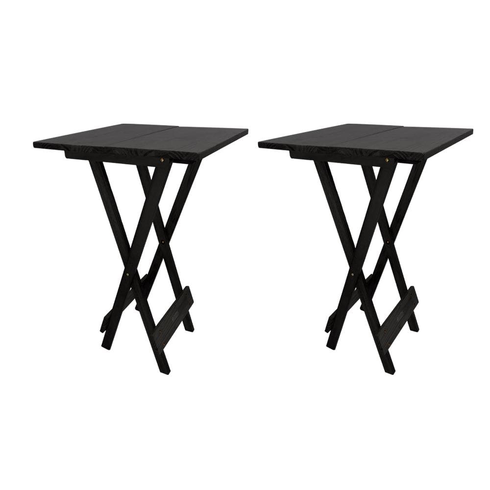 Conjunto 2 Mesa Bistrô de Madeira Dobrável Quadrada Reforçada para Varanda e Comércio Altas - Preto