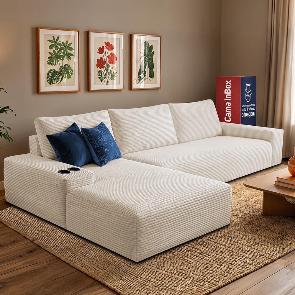 Sofá Modular Evo de 3 Lugares com Chaise Esq | Casas Bahia