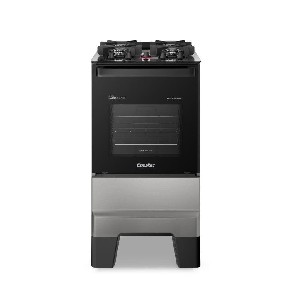 Fogão 4 Bocas Esmaltec Ideal Master Glass Inox Mesa em Vidro - Bivolt