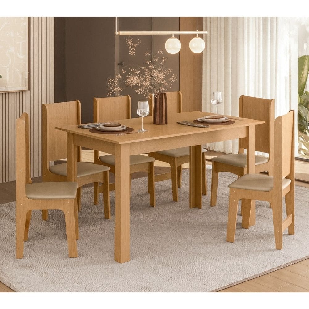 Conjunto Sala de Jantar Mesa Sara 136cm | Casas Bahia