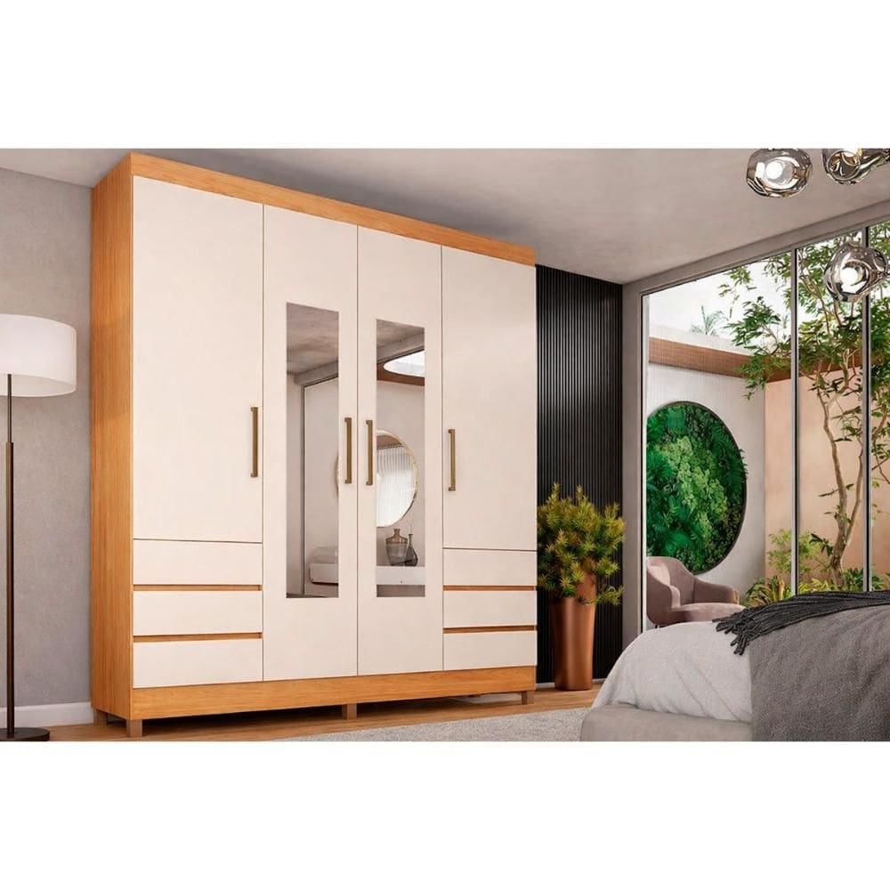 Guarda Roupa Casal 4 Portas Roma Off | Casas Bahia