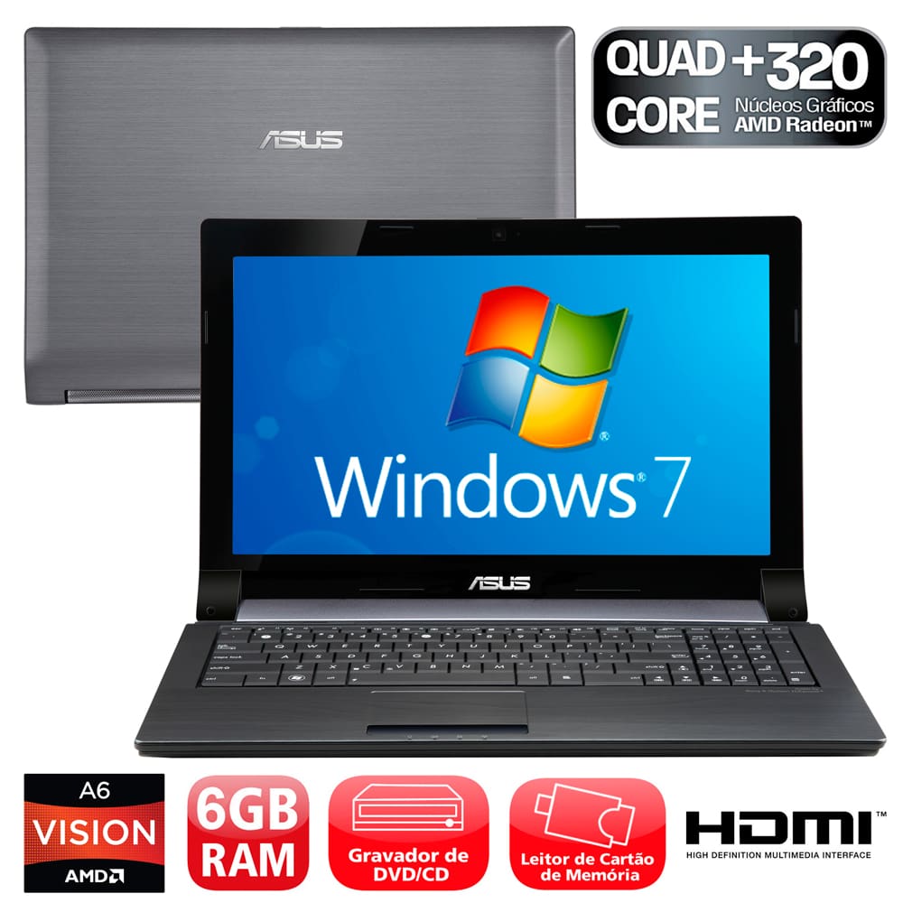 Notebook Asus N53TA V2G-SX098R com AMD A6-3420M, | Casas Bahia