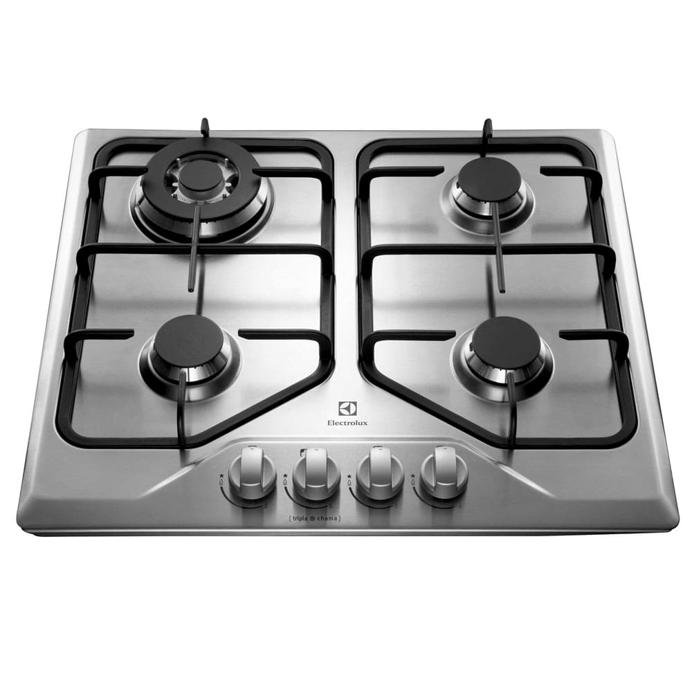 Cooktop a Gás 4 Bocas Electrolux GT60X com Acendimento Superautomático, Queimadores Selados e Queimador Tripla Chama - Bivolt - Inox