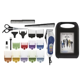 Máquina de Cortar Cabelo Wahl Clipper Color Pro 10 pentes branca/Azul