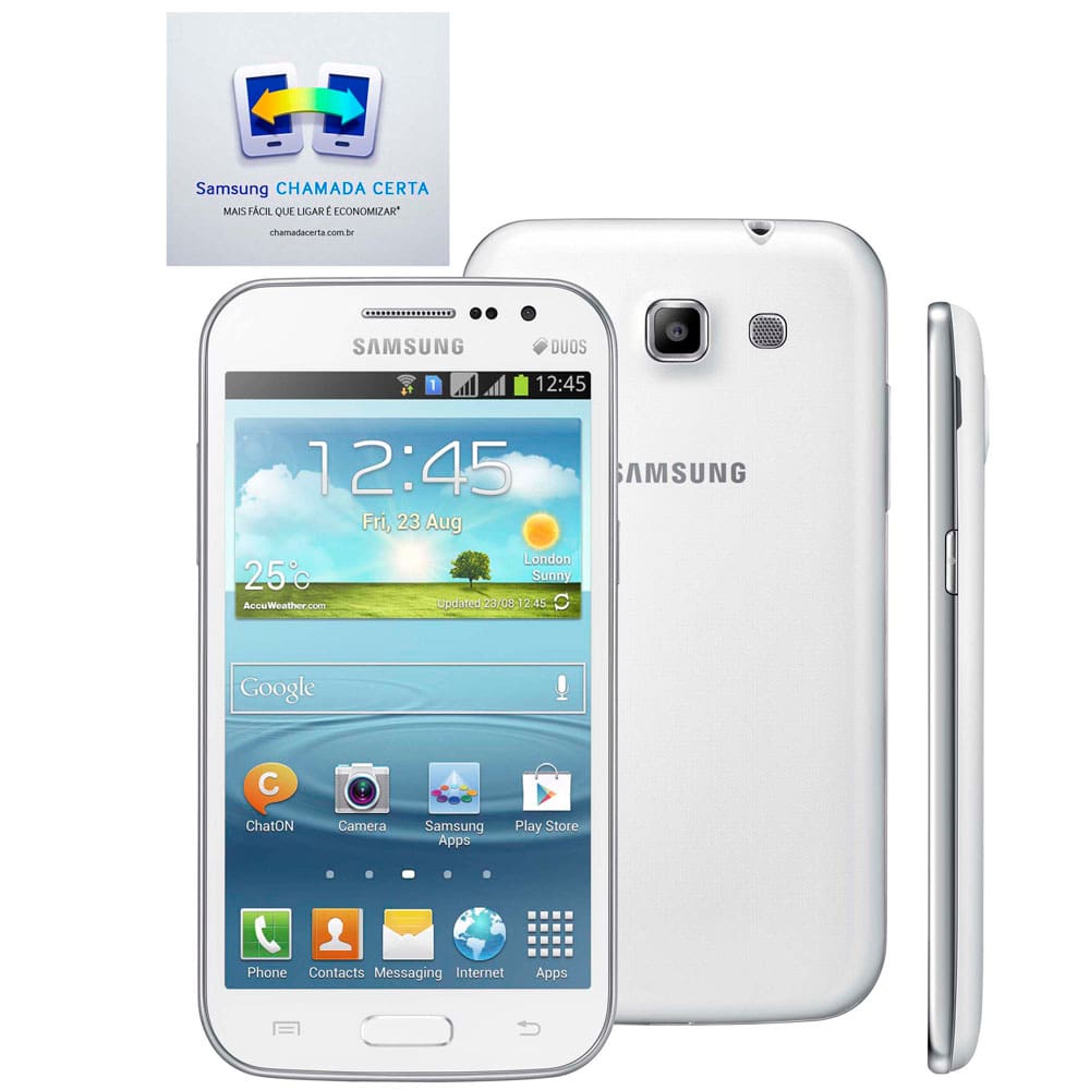 Smartphone Samsung Galaxy Win Duos Branco | Casas Bahia