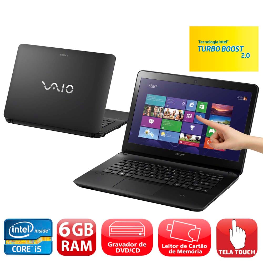 Notebook Touch Sony Vaio Fit SVF14215CBB | Casas Bahia