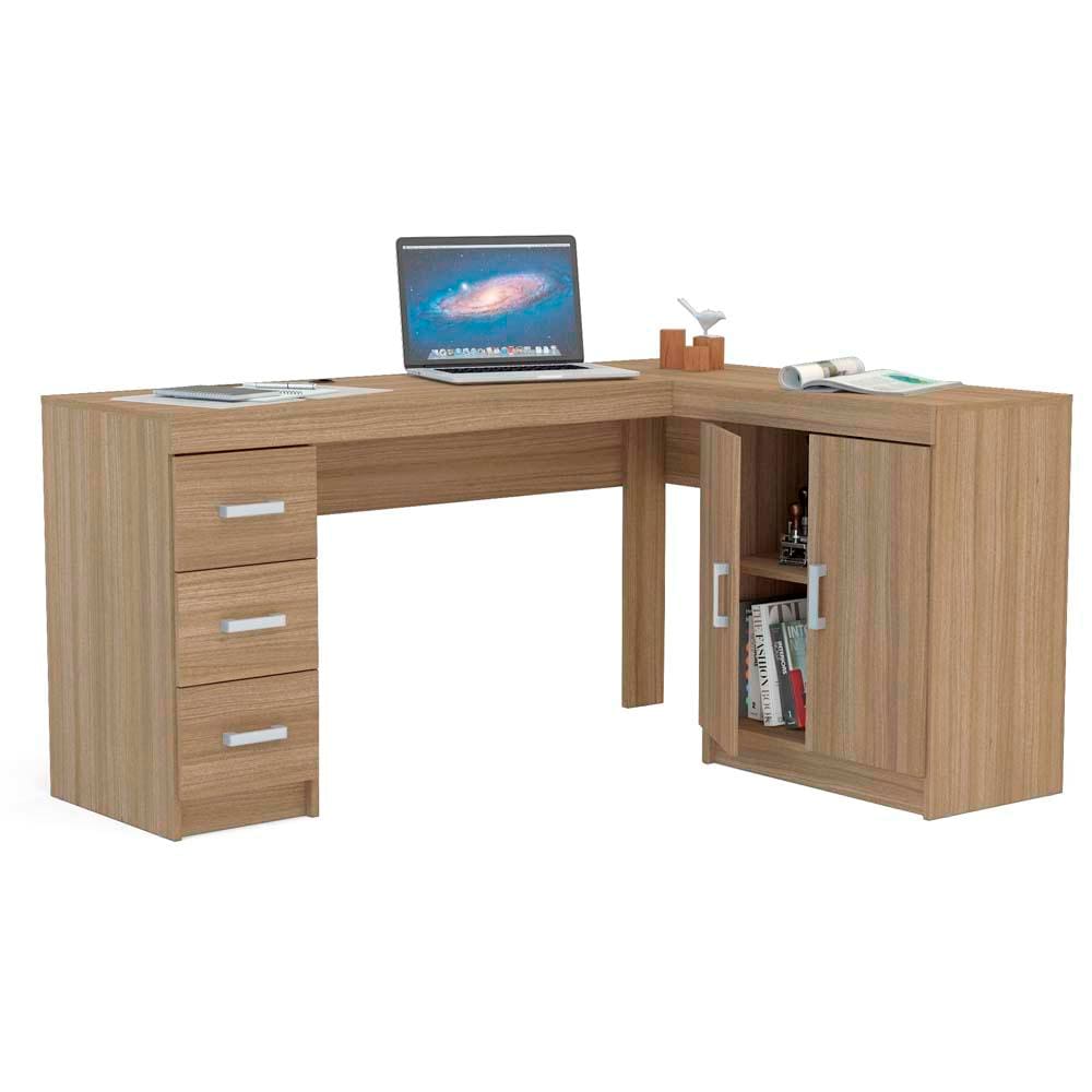 Mesa de Escritório Politorno Espanha com 2 Portas e 3 gavetas - Castanho