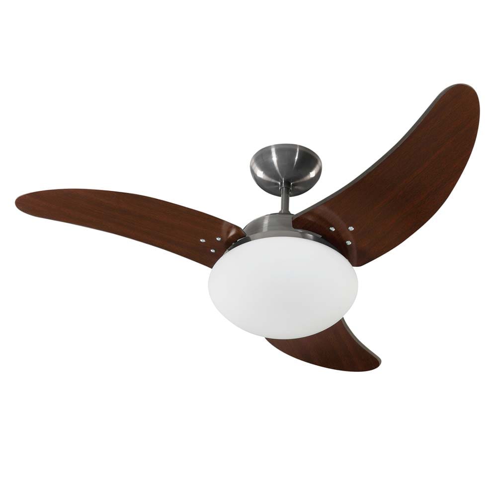 Ventilador de Teto Tron Solano com 3 Velocidades, Lustre com Capacidade para 2 Lâmpadas e Função Exaustão – Aço Escovado - 220v