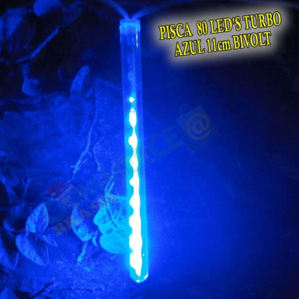 Pisca Led Turbo Bi-Volt Azul 80 Leds 11Cm 2,40M Piscal Natal Volts 1325