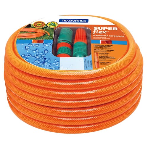imagem-Mangueira Tramontina Super Flex de 1/2" com Engates Rápidos e Esguicho - 15m - Laranja