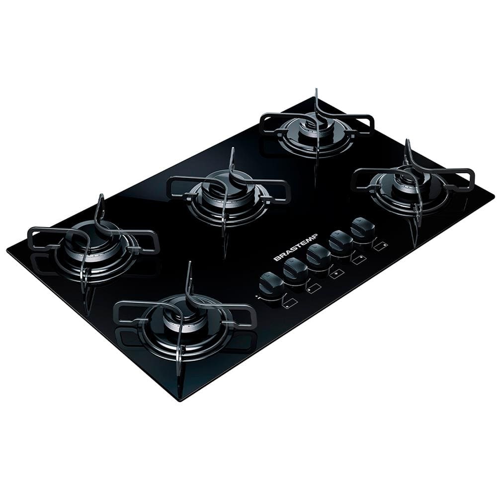 imagem-Cooktop a Gás Brastemp BDD75AE 5 Bocas com Vidro Temperado Preto e Acendimento Automático Encaixe Perfeito Bivolt - Preto