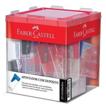 Apontador Faber Castell com Depósito 125LVZF - 25 Unidades