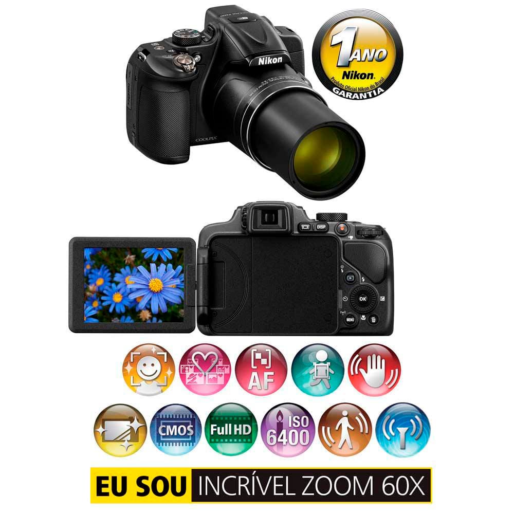 Câmera Digital Nikon Coolpix P600 Preta | Casas Bahia
