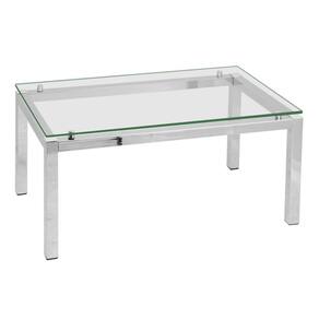 Mesa de Centro Retangular Cromada Aço Transparente