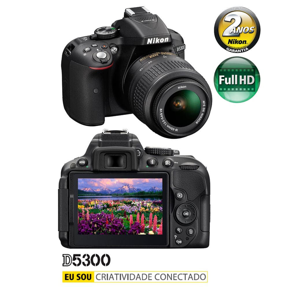 Câmera DSLR Nikon D5300 Preta - 24.2MP, | Casas Bahia