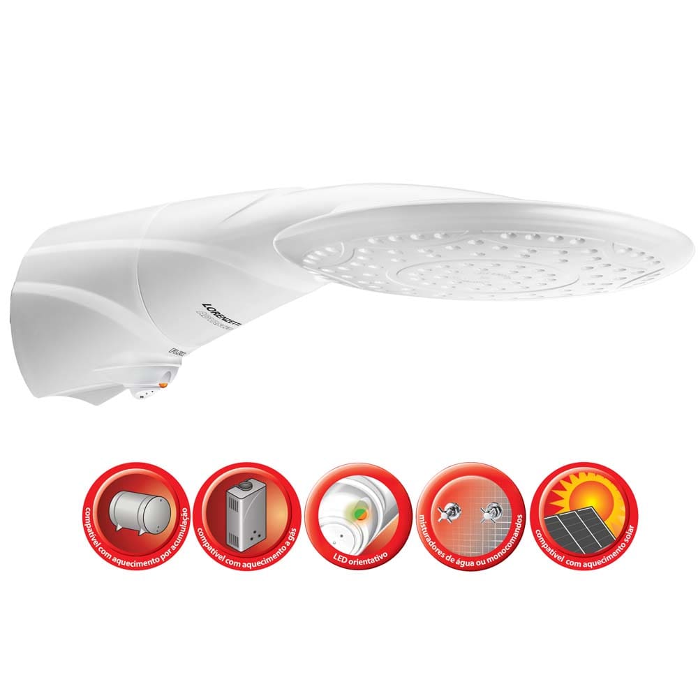 Ducha Advanced Flex Eletrônica Lorenzetti com Led Orientativo e Sistema Inteligente - Branco