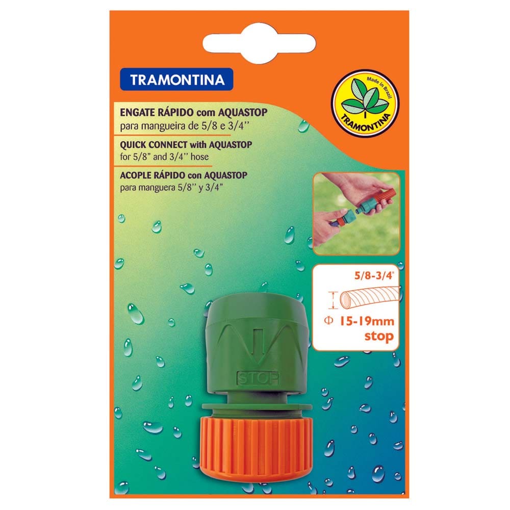 Engate Rápido Tramontina c/ Aquastop p/ Mangueira 5/8” e 3/4”