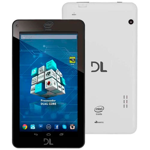 imagem-Tablet DL X-Pro Dual Branco com Tela 7”, 8GB, Wi-Fi, Duas câmeras digitais Integradas, Android 4.4 e Processador Intel® Dual Core de 1.2G
