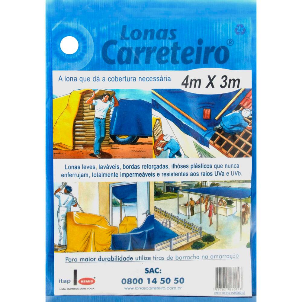Lona Plasitap Carreteiro Azul 4m x 3m - 9043