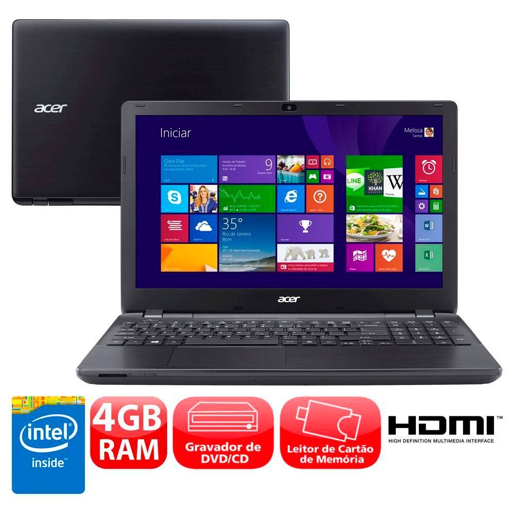 Notebook Acer Quad Core 4GB 500GB | Casas Bahia