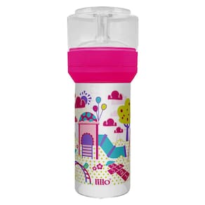 Mamadeira Lillo Divertida 680131 Rosa c/ Bico de Silicone e Tampa Protetora - 260 ml