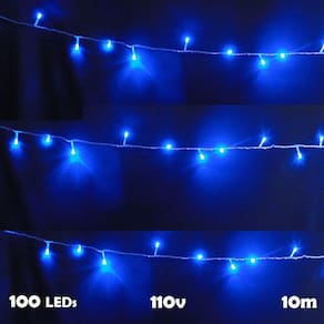 Pisca Pisca 100 LEDs 10m Azul 4 Fases Fio Transparente 1040