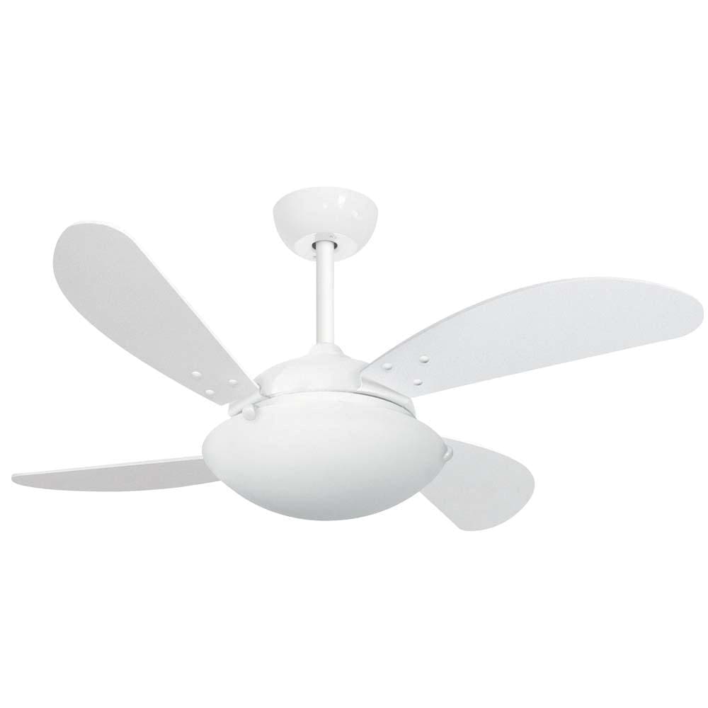 Ventilador de Teto Volare Fly com Lustre, 4 Pás e 3 Velocidades – Branco - 110v