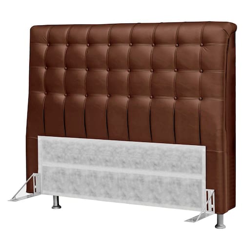 imagem-Cabeceira para Cama Box Casal Simbal Dama em PU - Marrom