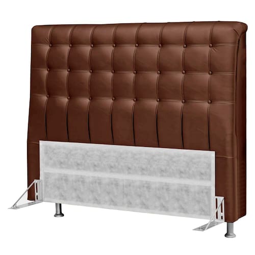 imagem-Cabeceira para Cama Box Queen Simbal Dama em PU - Marrom