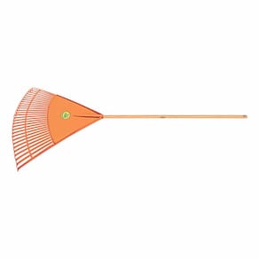Vassoura de Jardim Plástica Laranja 30 Dentes Cabo de 120cm Tramontina