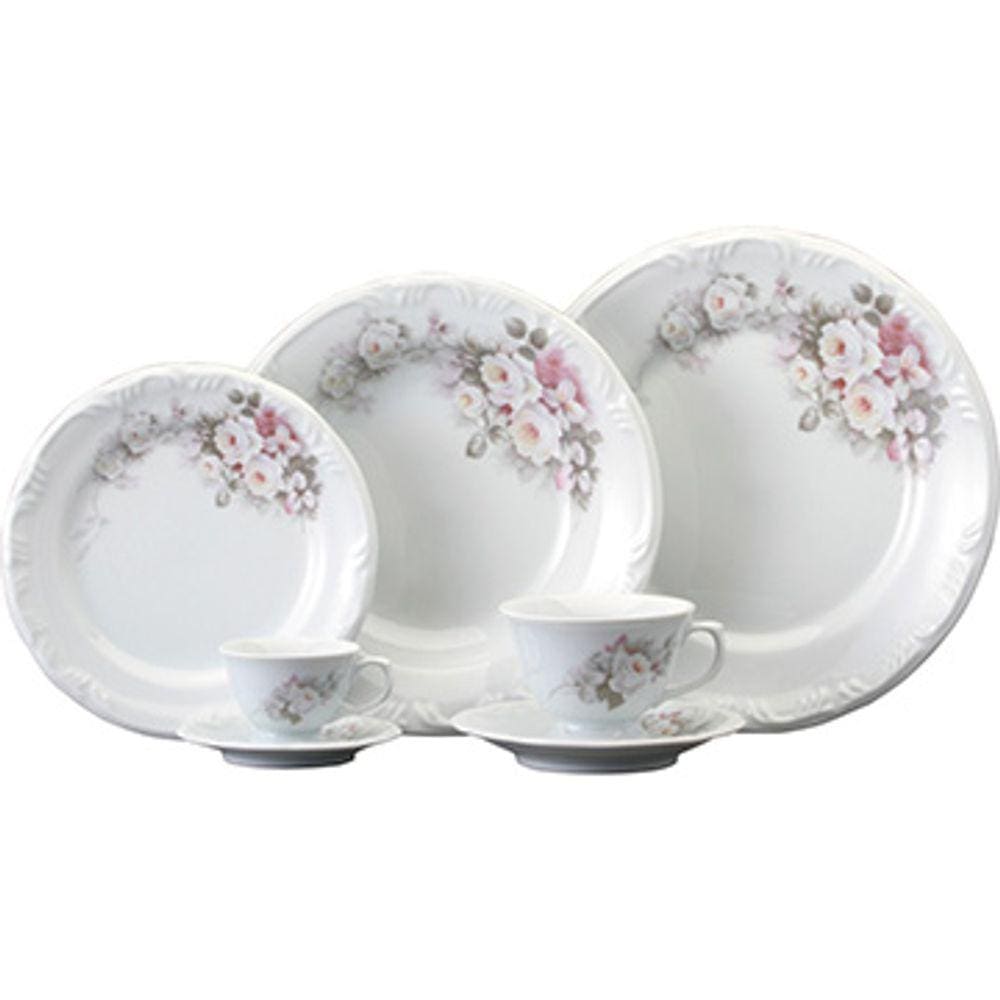 Aparelho Jantar, Chá e Café 42 Peças Porcelana Schmidt - Dec. Maitê 2264 -  SCHMIDT