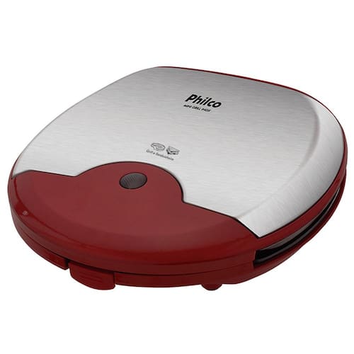 imagem-Mini Grill e Sanduicheira Philco - Vermelho/Aço  - 220V